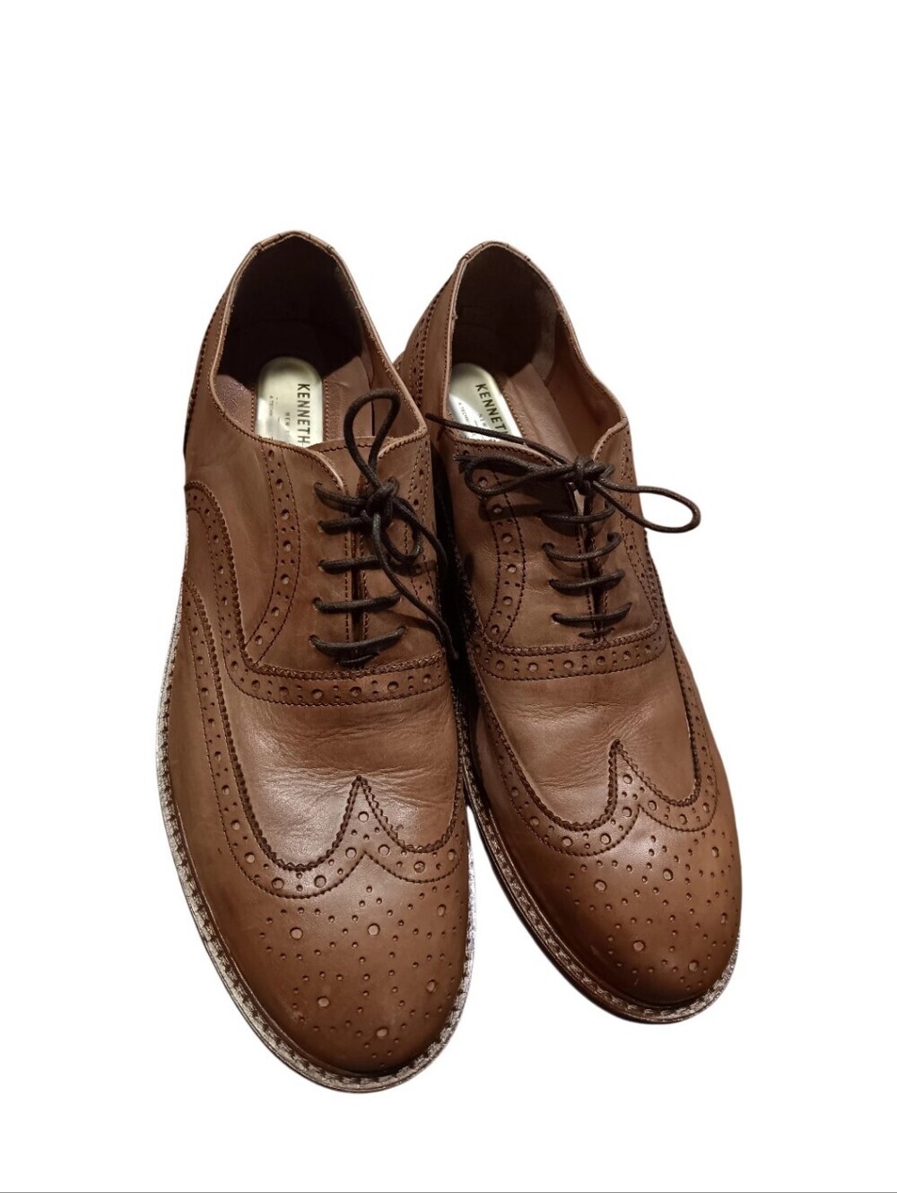 Kenneth Cole Brown Leather Wingtip Derby Oxfords Sz 11